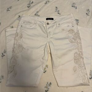 White Embroidered Jeans